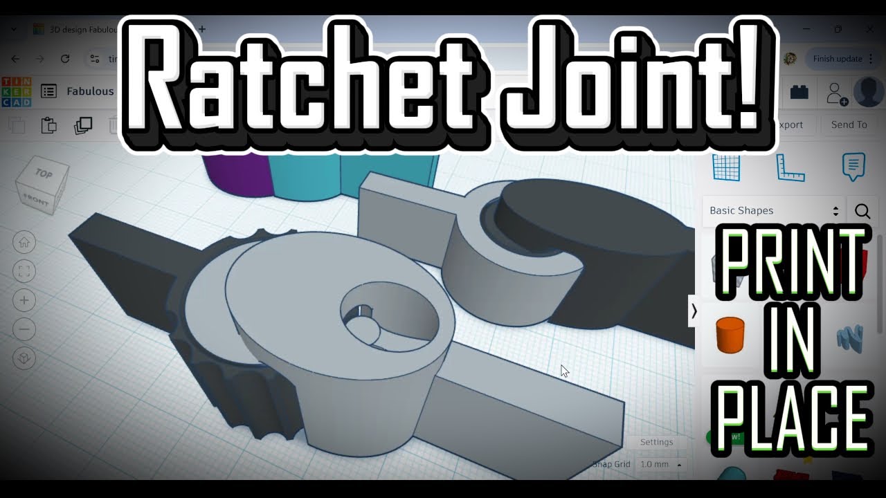 Print In Place Ratchet Joint In Tinkercad!!! EASY!