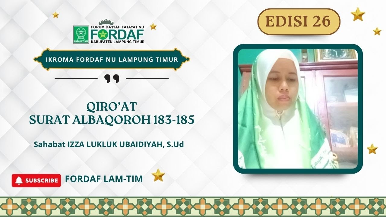 IKROMA EDISI 26 - KAJIAN RAMADHAN FORDAF NU - QIRO’ATSURAT ALBAQOROH 183-185