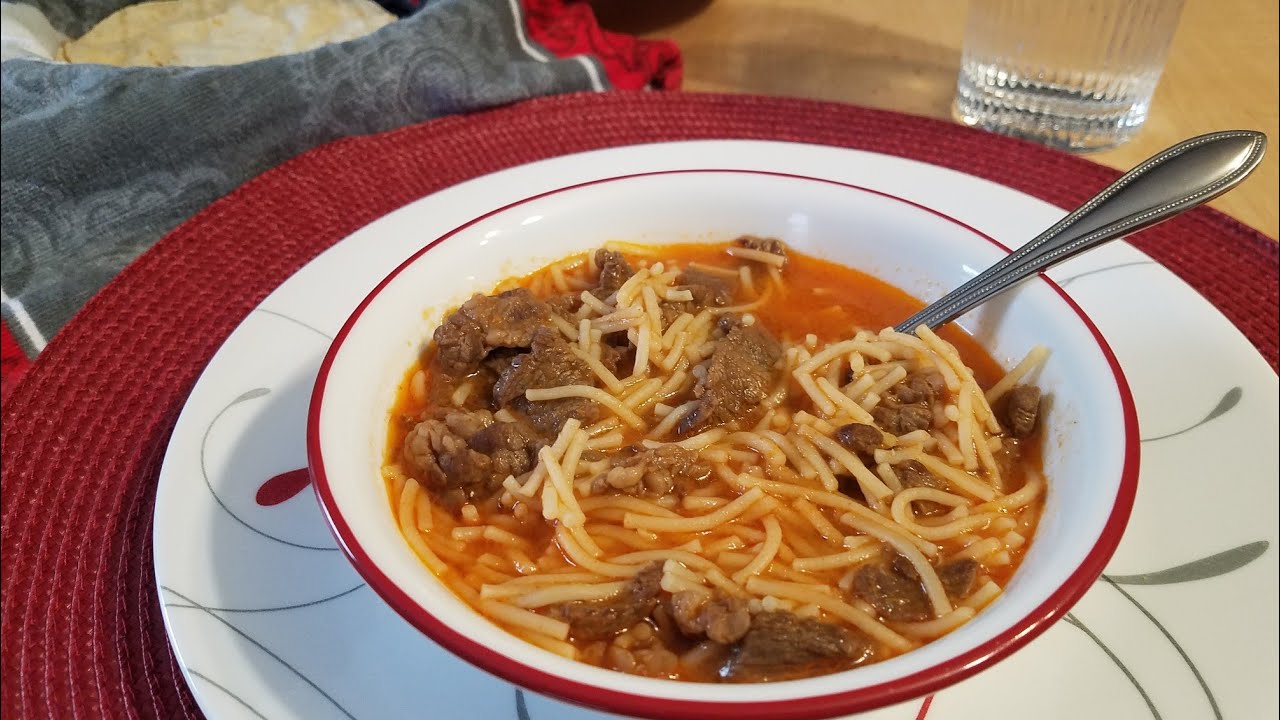 Sopa de fideo con carne de res😋 |comida de rancho!