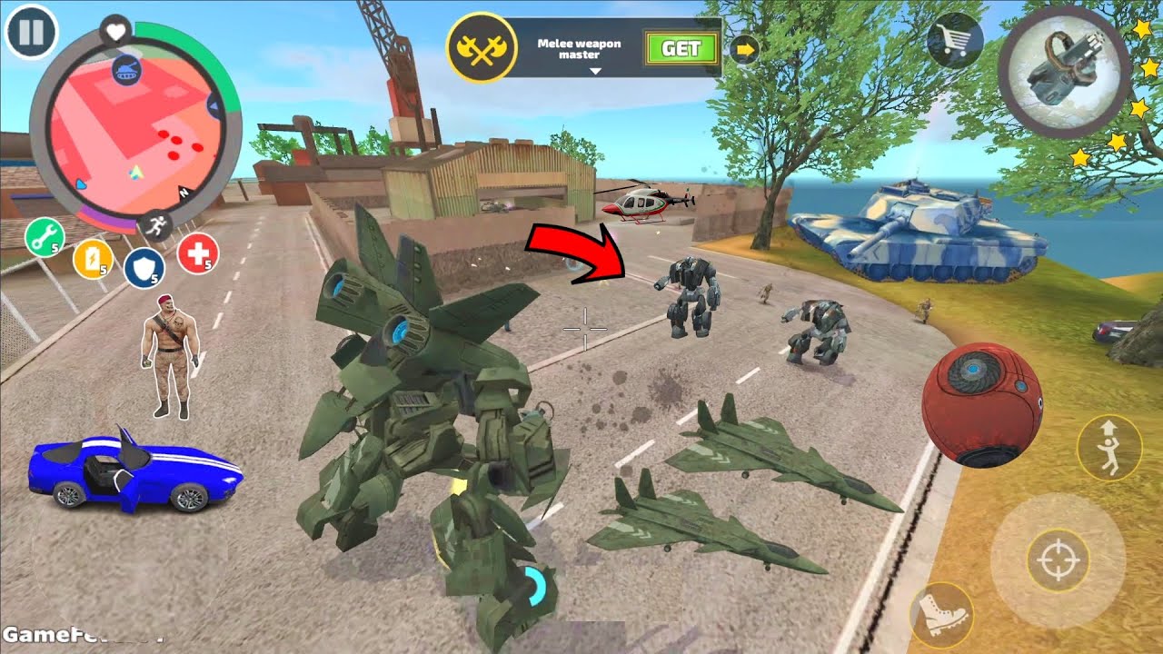 Rope Hero: Vice Town (Transformer Jet Airplane Fight Robot Car) Power Cave - #trending #Gameplay #HD