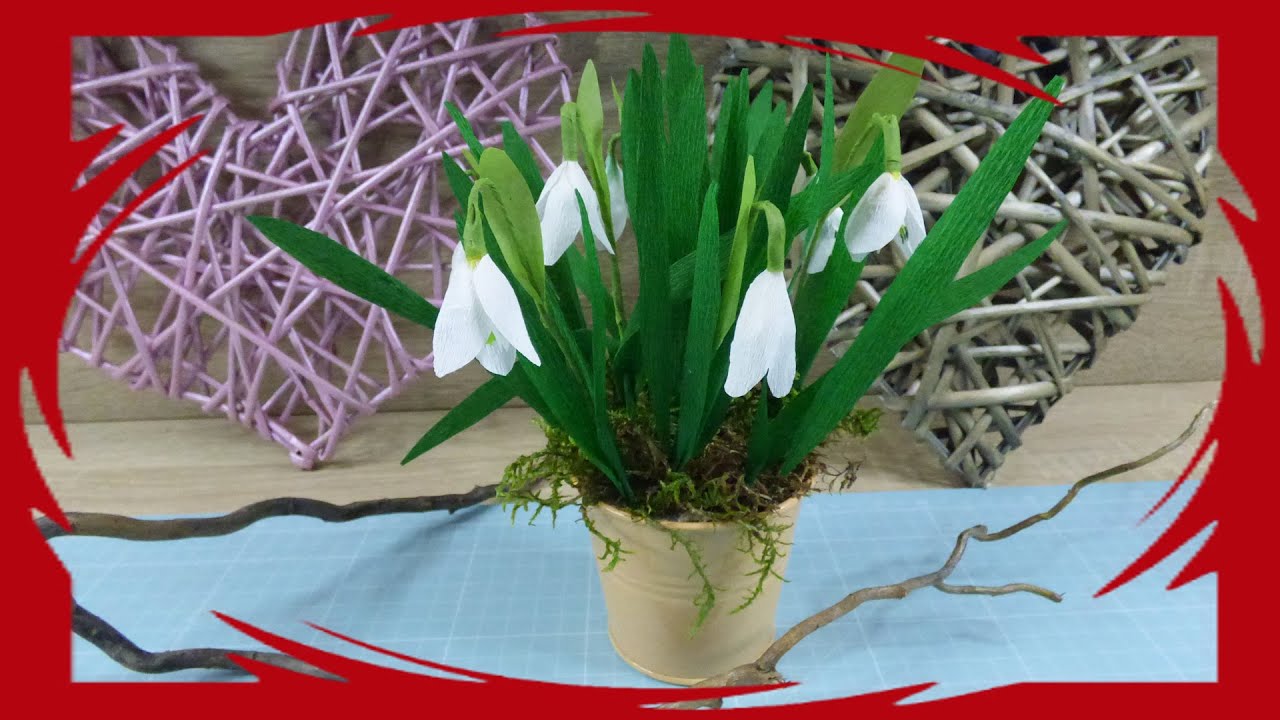 Schneeglöckchen aus Krepppapier basteln DIY