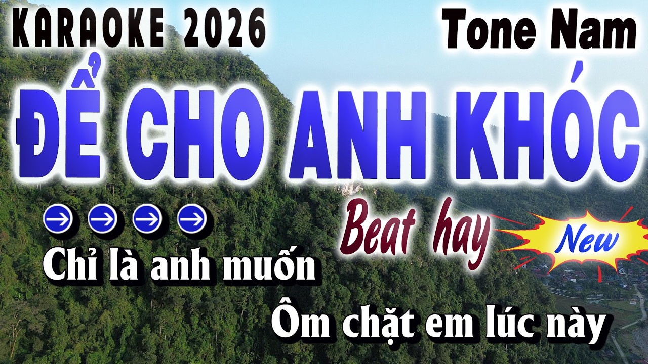 Để Cho Anh Khóc Karaoke Tone Nam Beat Chuẩn 2026 | Quân Organ