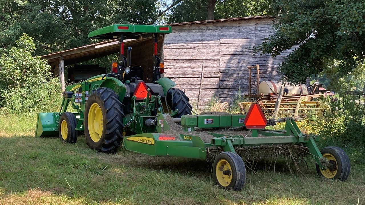 Bush Hogging with the John Deere 5045E tractor & John Deere MX8 Rotary Cutter #johndeere #hay #farm