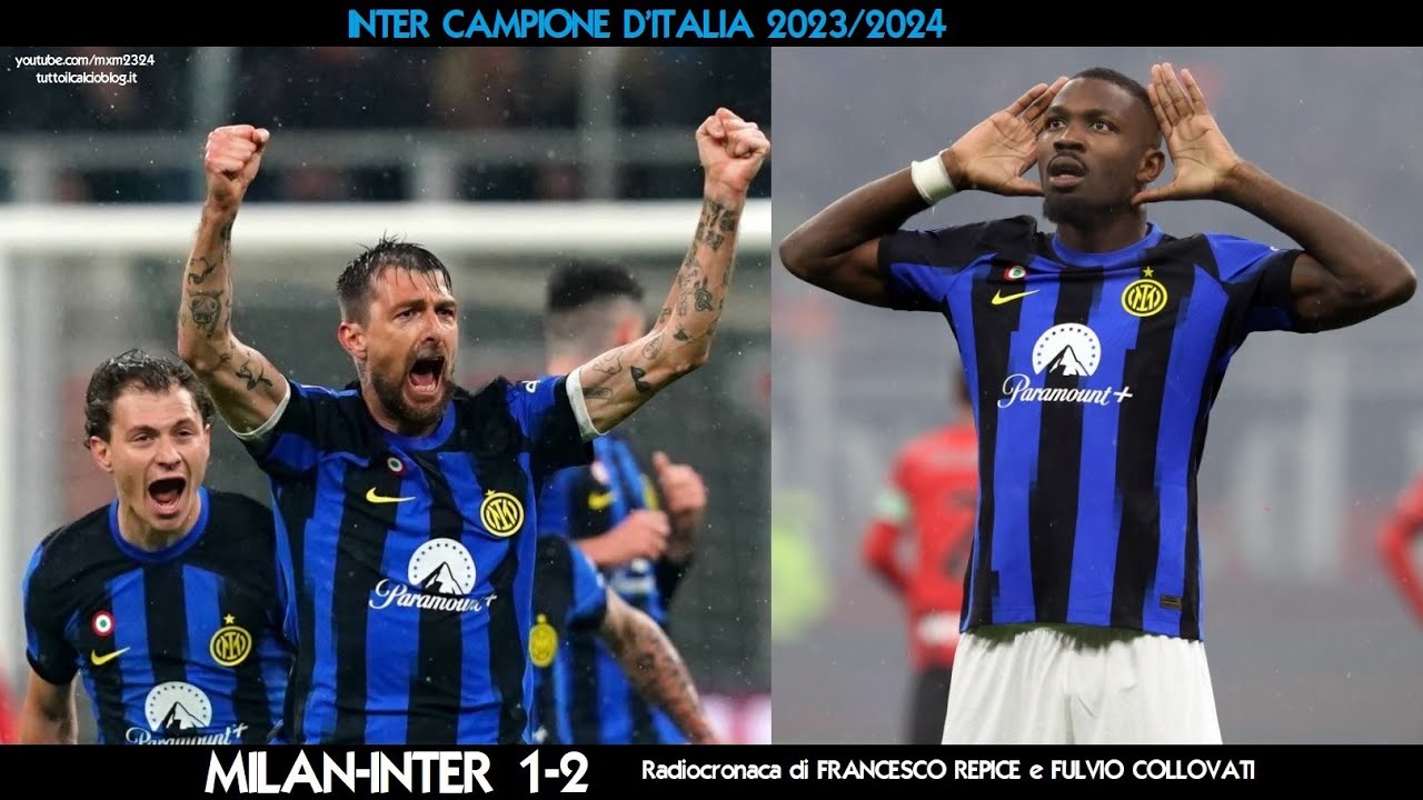 MILAN-INTER 1-2 - Radiocronaca di Francesco Repice (22/4/2024) INTER CAMPIONE D'ITALIA (Rai Radio 1)