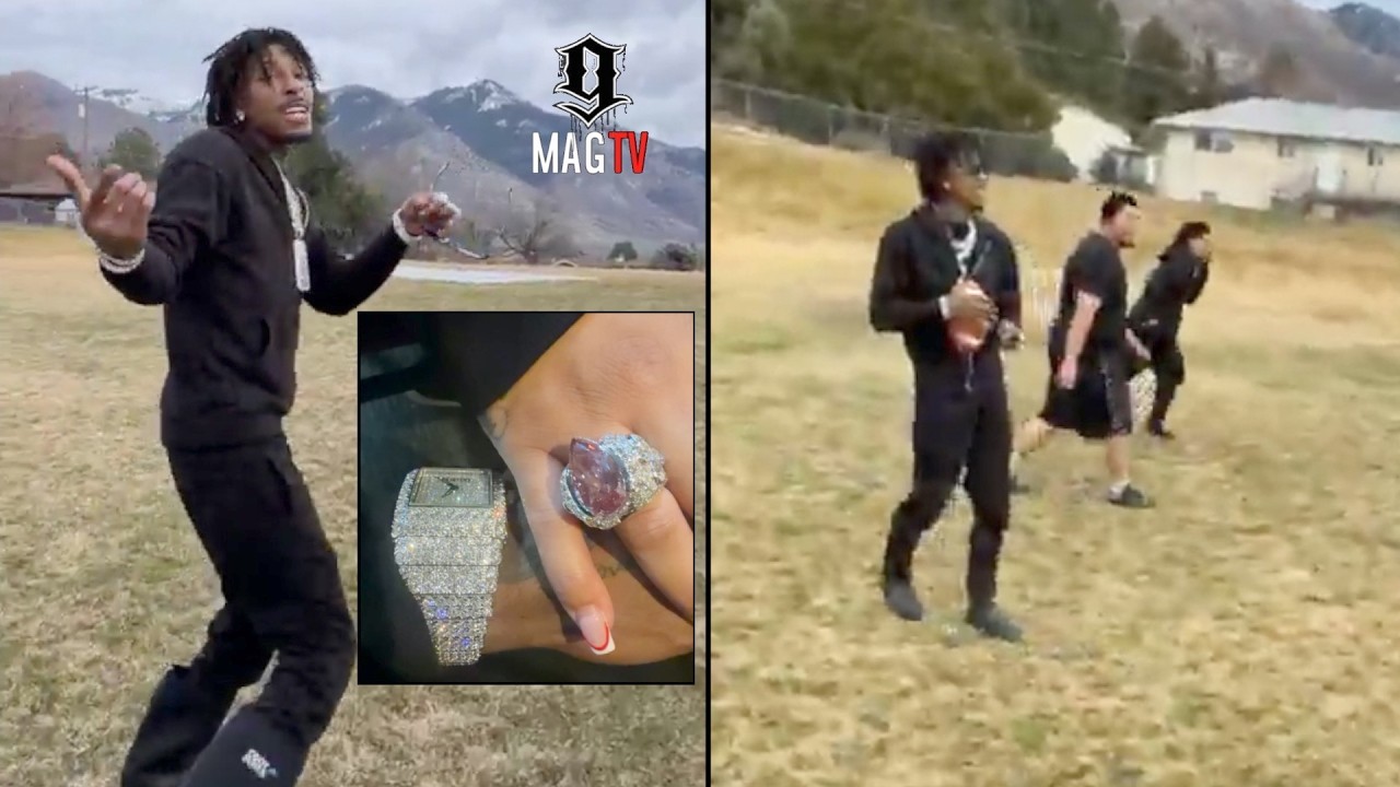 NBA Youngboy Shows Off Ice Before Pulling Up To The Park For Random Game Of Football! 🏈