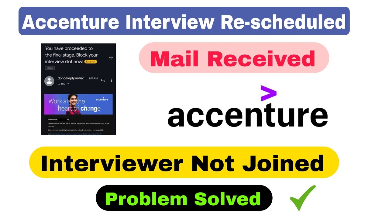 Accenture Interview Re-scheduled | Accenture Interviewer Not Joined Problem Solved | Mail Received