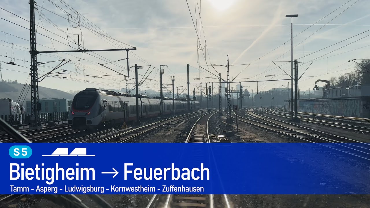Cab Ride S5 Bietigheim → Stuttgart Feuerbach | DB S-Bahn Class 430 | 4K HDR 60fps