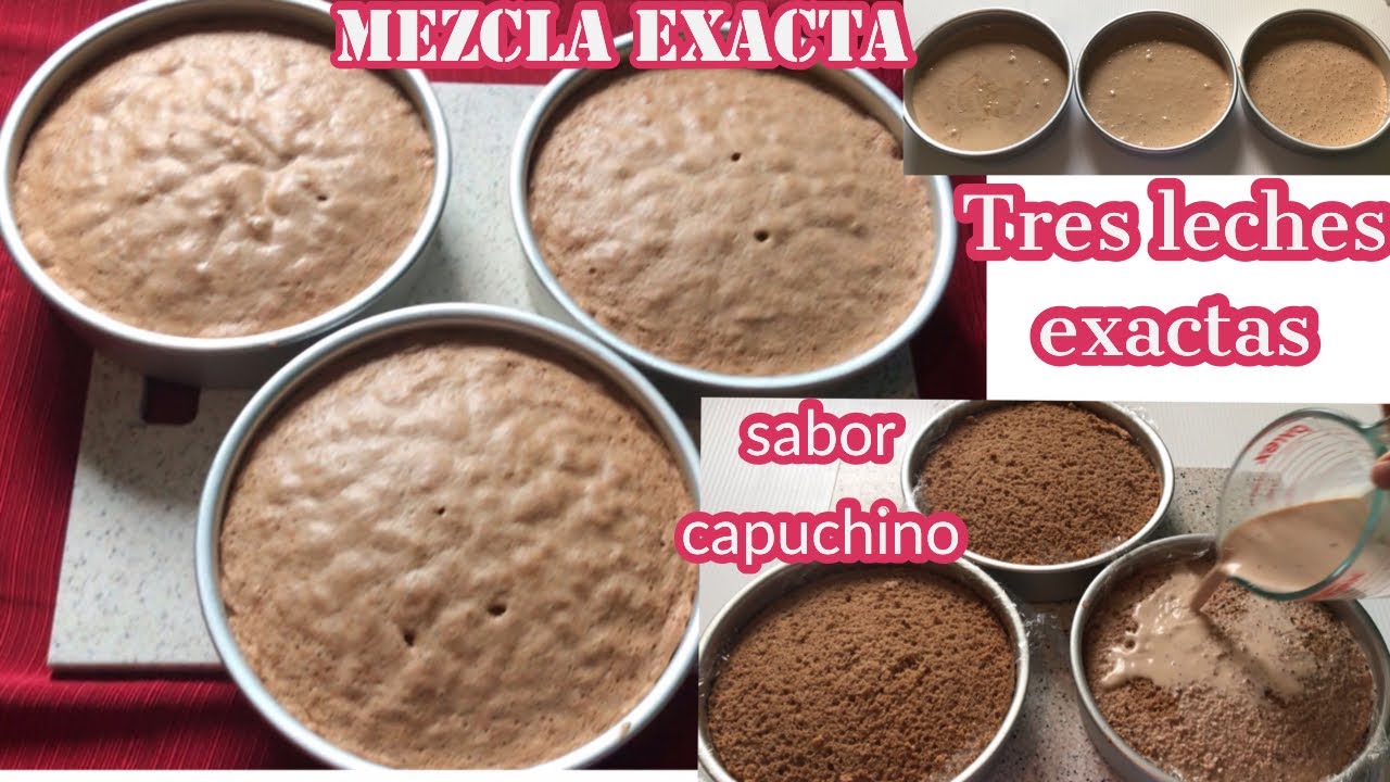 PAN ESPONJA  SABOR CAPUCHINO EN TRES PARTES EXACTAS  (INCLUYE MEZCLA  TRES LECHES)