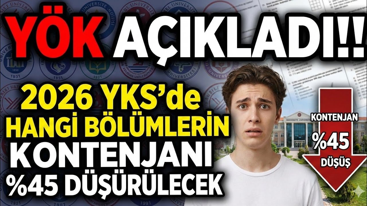 YÖK AÇIKLADI!!! 2026 YKS'de HANGİ BÖLÜMLERİN KONTENJANI %45 DÜŞÜRÜLECEK?