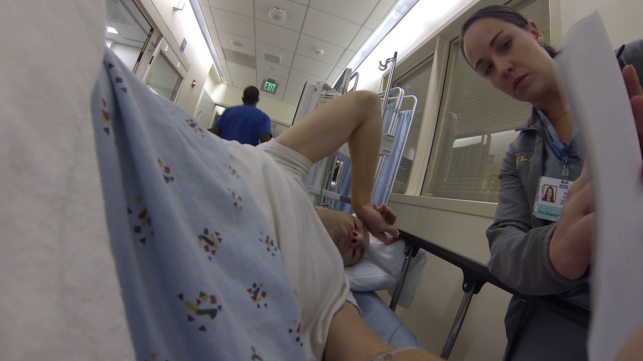 My broken femur ER trip @ Emergency Room of Santa Monica Hospital, Los Angeles. Broken leg day USA.