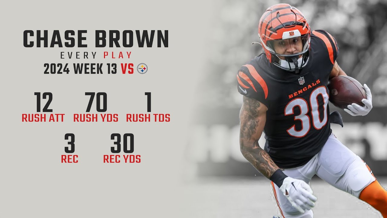 Chase Brown Week 13 Replay: Every Run, Target, and Catch vs Pittsburgh Steelers