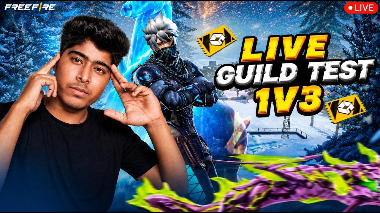 FREE FIRE LIVE🔥1VS 3 GUILD TEST WITH ID REACTION 😈 CUSTOM ROOM LIVE  #freefire #guildtest #freefir