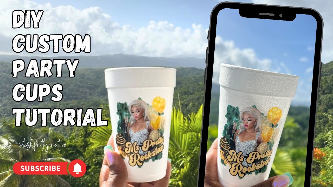 How to Make Custom Party Cups with an Editable Canva Template #diypartyideas #smallbusinessideas 