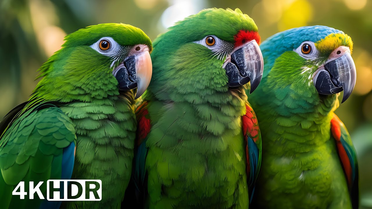 Most Wonderful Green Parrots: 3 Hours of Colorful Birds & Nature's Magic for Instant Stress Relief