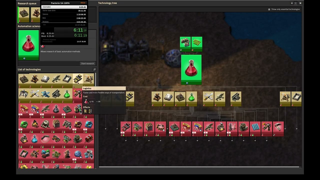 Factorio Space Age 100% speedrun former WR in 10h28m52s
