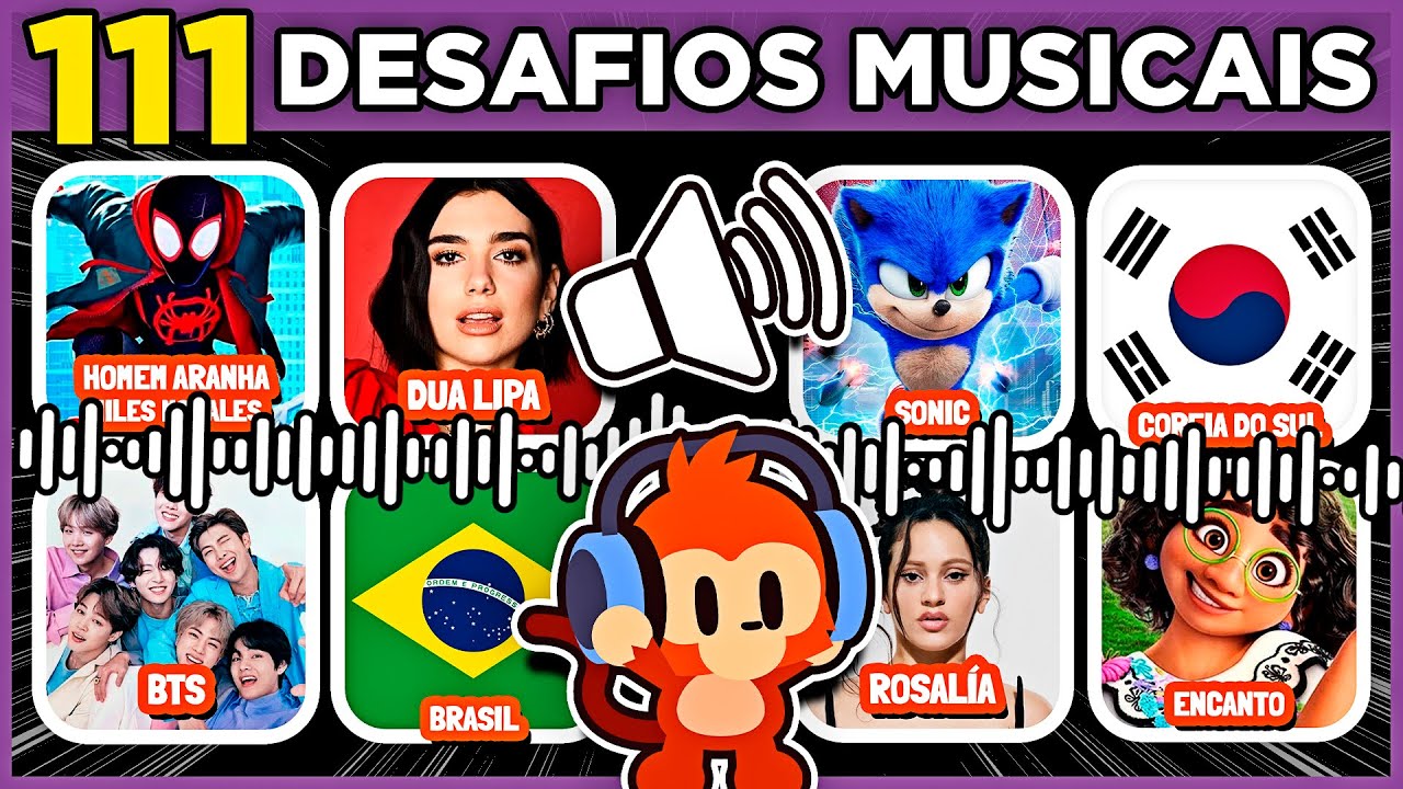 🎵 MARATONA MUSICAL 🎵 111 DESAFIOS  [ Nível Fácil, Médio e Difícil ] 99% não acerta todas 🔥