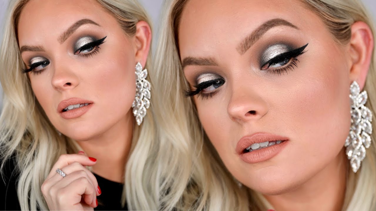 HOW TO CLASSIC NEW YEARS DRUGSTORE CUT CREASE MAKEUP TUTORIAL *black & silver*