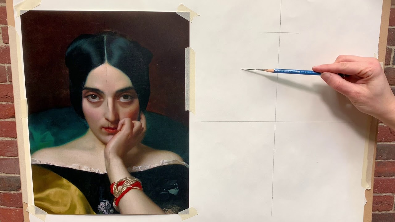Drawing Process for Sight size - Cartoon for painting transfer - Clementine by Henri Lehmann