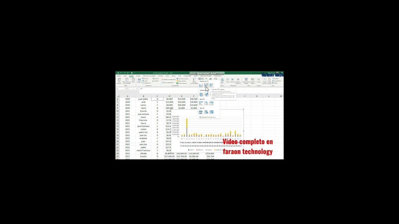 como crear y mover un grafico en excel