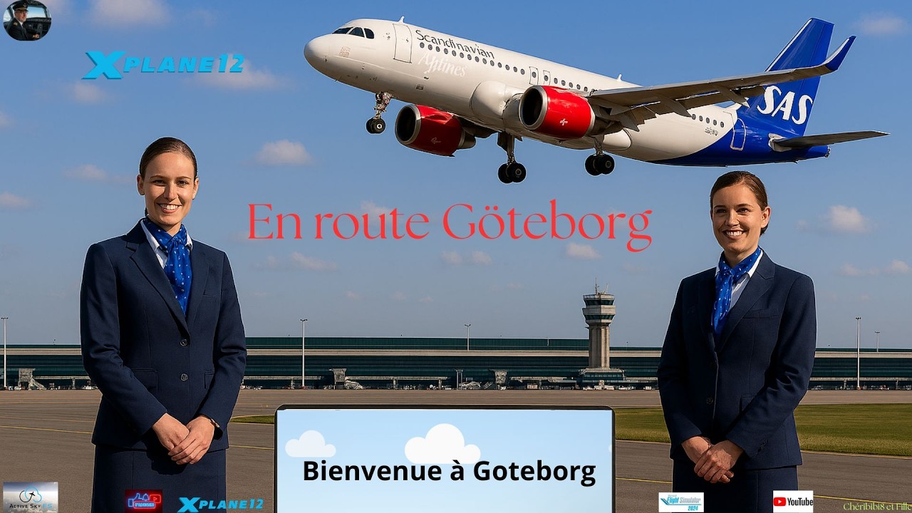 X-PLANE 12 , A320-néo , Crête  vers  Göteborg .