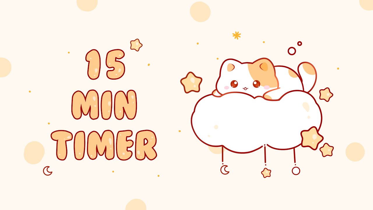 15 minutes  - Study Timer Work with me Cat on a fluffy cloud #timer #15min   #studymusic  #lofi