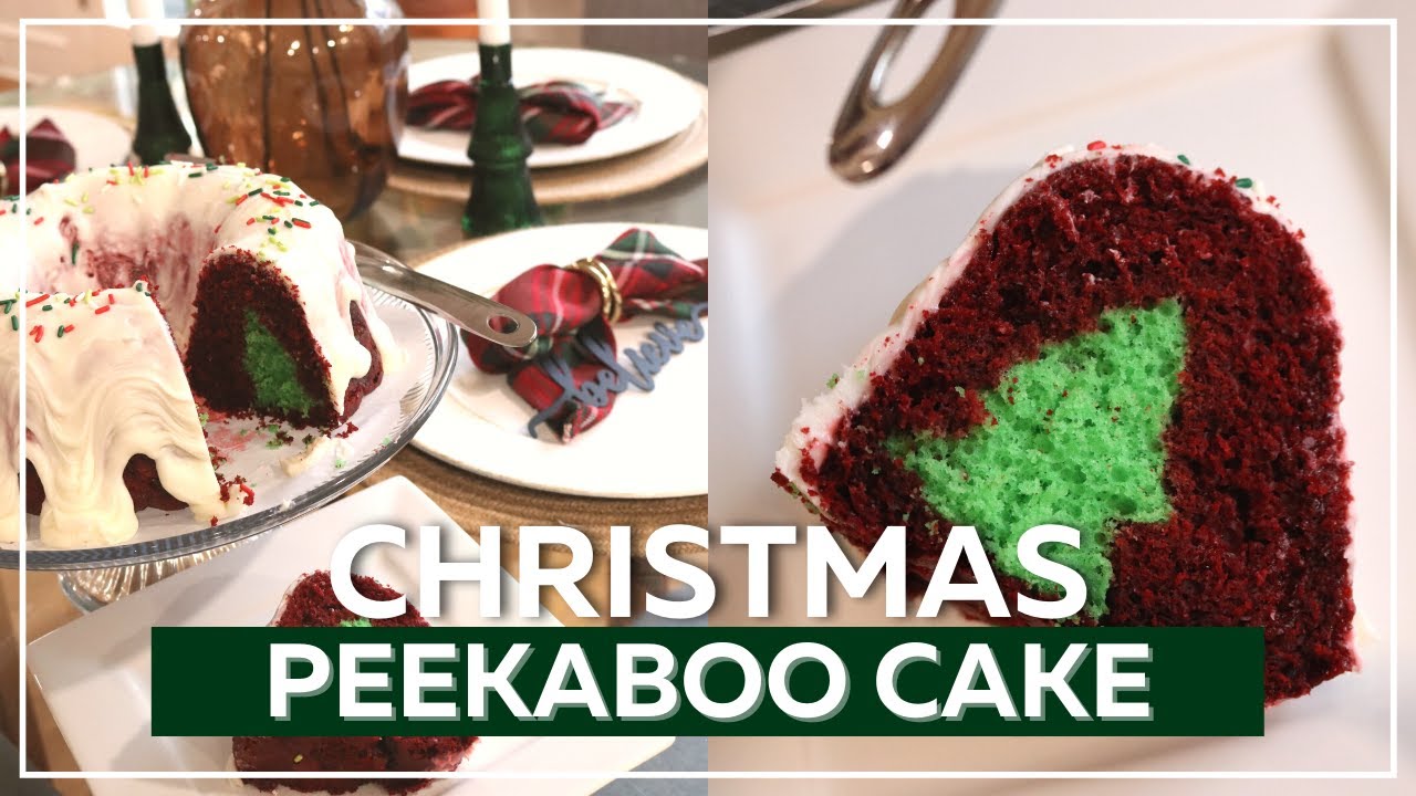 I Tried Making A Red Velvet Christmas Tree Peek-a-Boo Cake 😍🥴