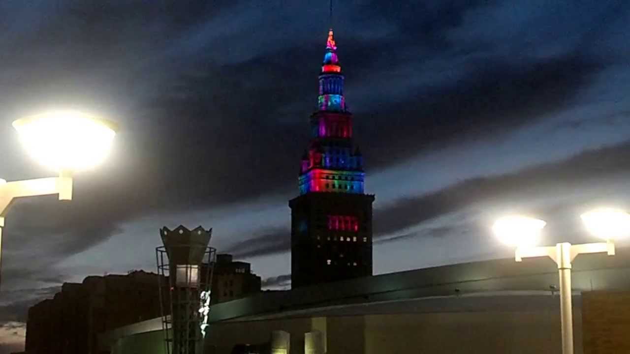 Terminal Tower Rainbow Lighting