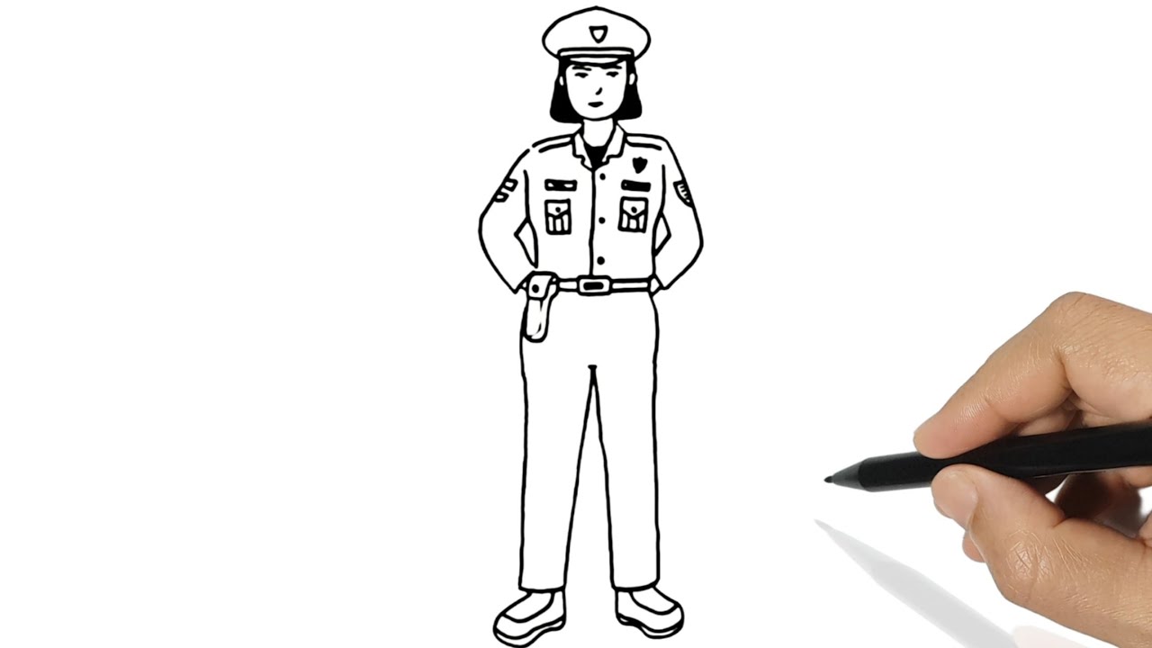 How to Draw a Police Woman | Police Girl Drawing Easy Steps for Beginners