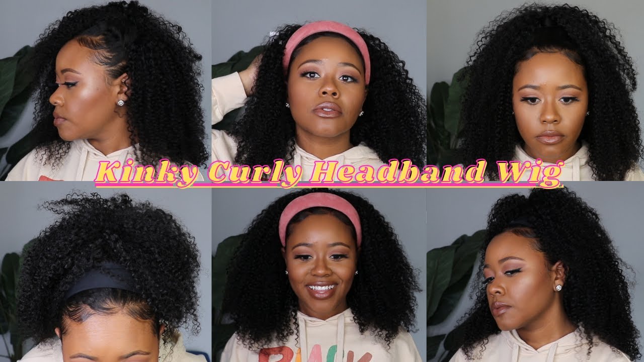 😱Kinky Curly Headband Wig‼️No Glue, No Gel No Lace