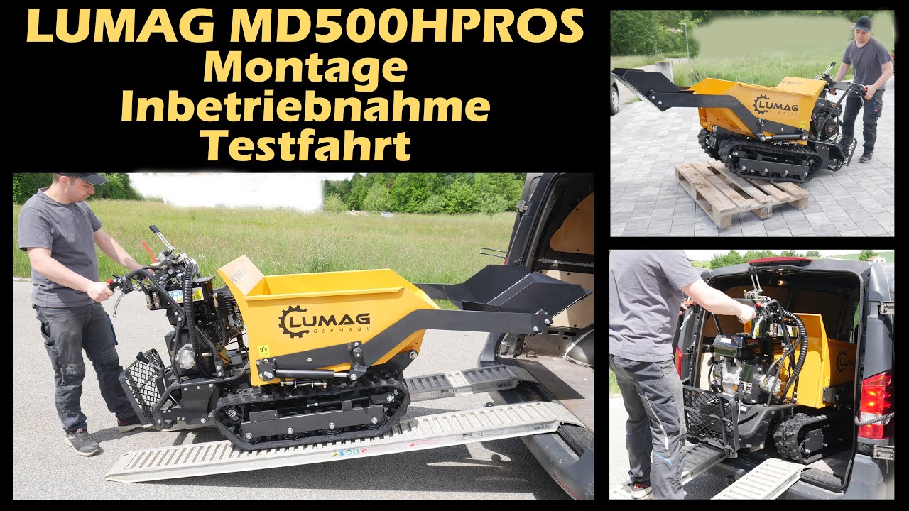 Lumag Mini Dumper MD500 HPROS Hydraulik-Dumper mit Selbstladeschaufel Montage und Testfahrt