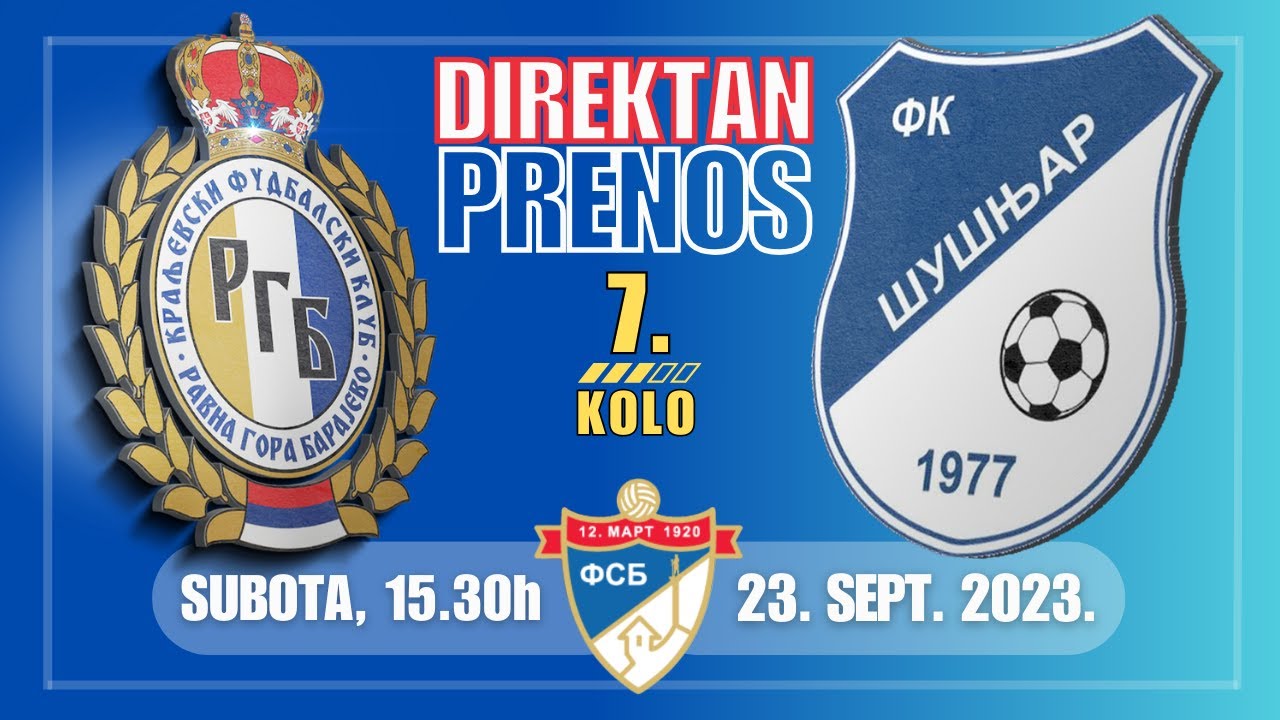 KFK RAVNA GORA (Barajevo) - ŠUŠNJAR 1977, UŽIVO (Subota, 23. Septembar, 15.30h)