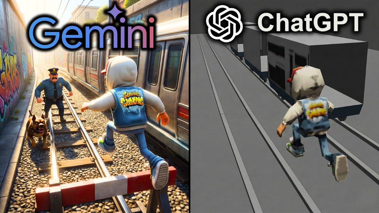 ChatGPT vs Gemini Criando Subway Surfers (Ficou Igualzinho!)