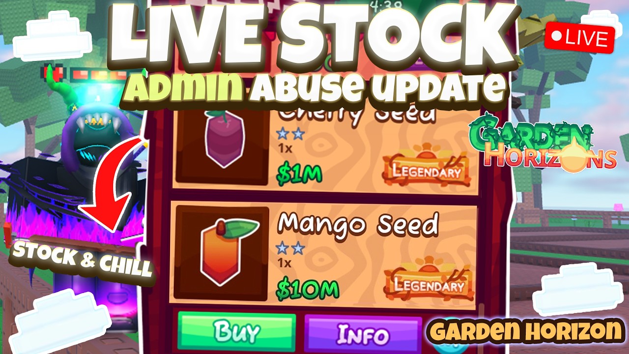 🔴GARDEN HORIZON STOCK LIVE 24/7 | REAL TIME SEEDS AND GEARS ADMIN ABUSE UPDATE