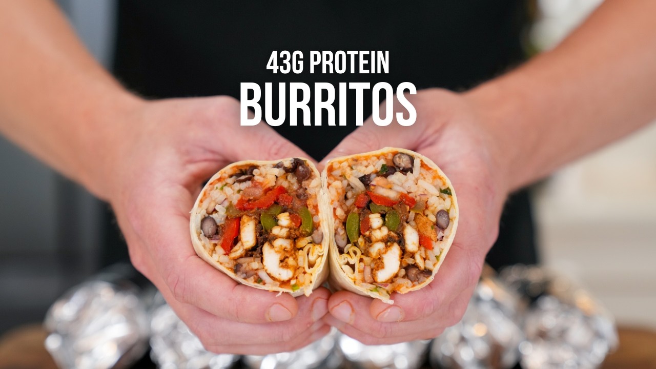 FAST Chicken Fajita Burrito Meal Prep | 43g Protein EACH