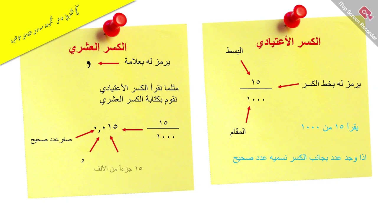 قراءة الكسر العشري