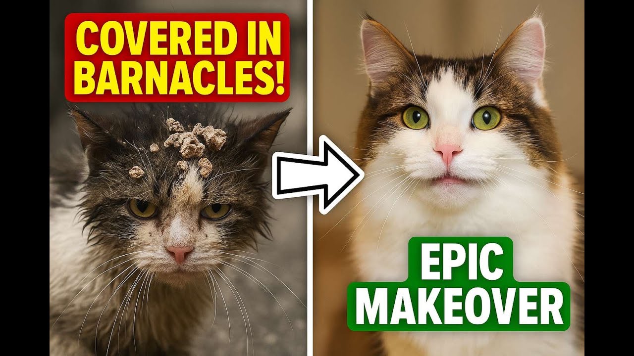 Barnacle Covered Cat Gets EPIC Rescue and Makeover