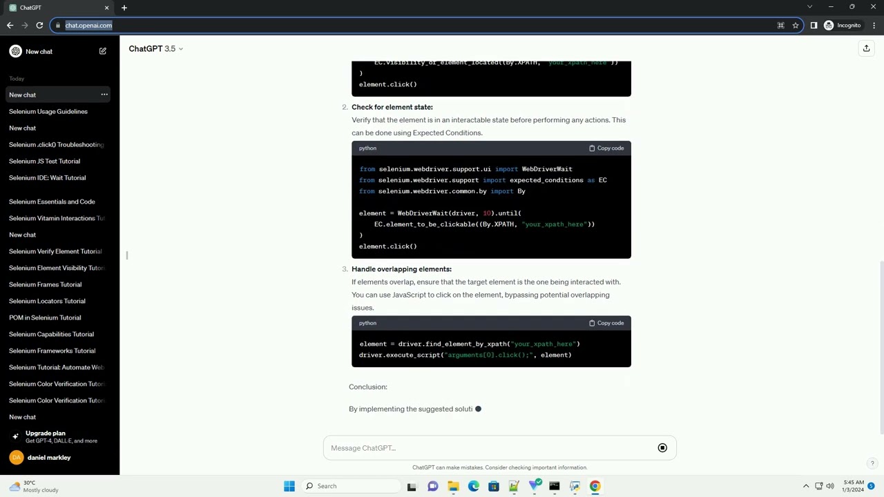 how to avoid element not interactable exception in selenium