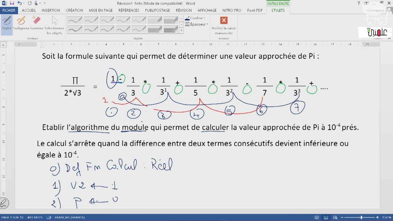 Bac Info L'algorithme Série De Révision Partie1