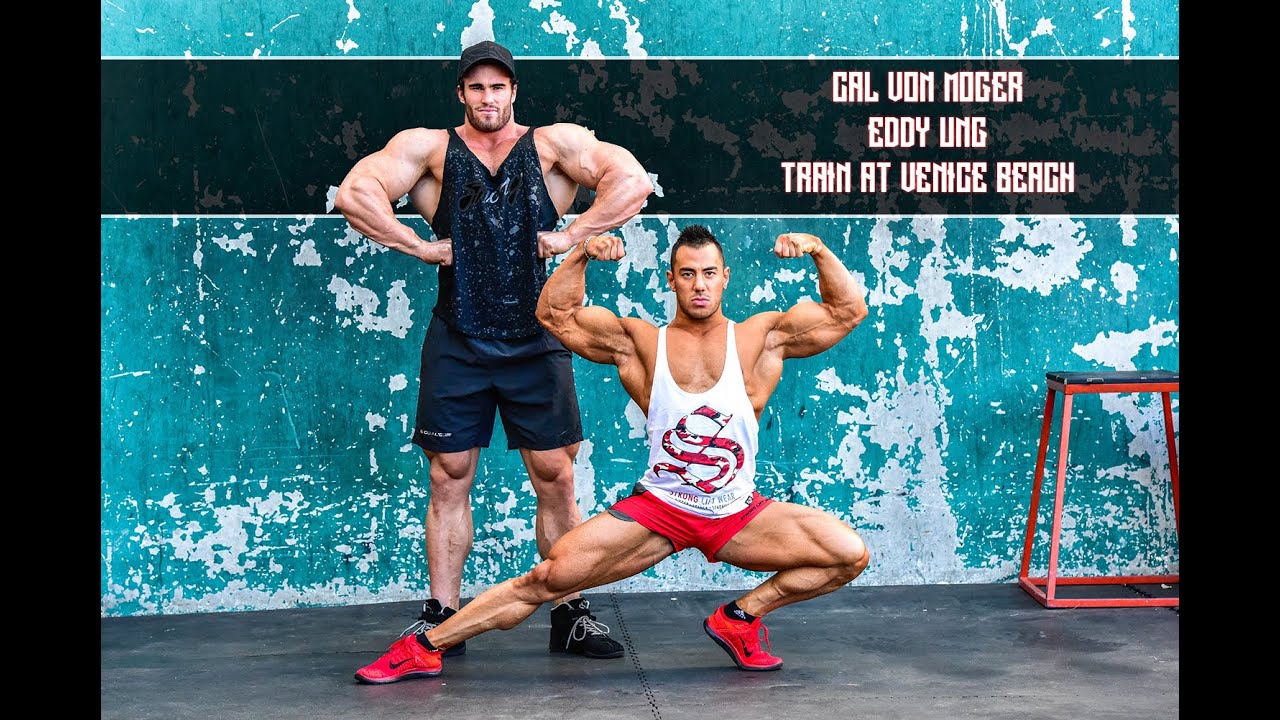 Calum Von Moger & Eddy Ung Train at Golds Gym Venice Beach