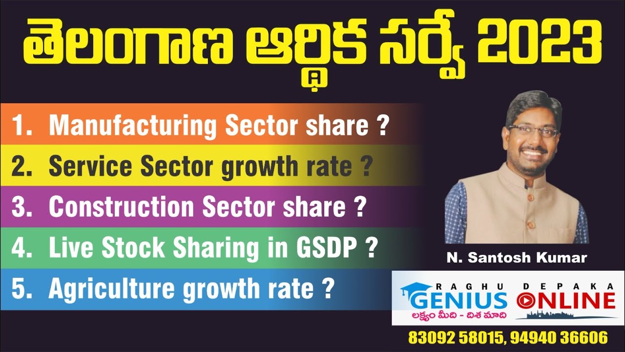 SECTORWISE CONTRIBUTION TO TELANGANA GSDP///SANTHOSH SIR///GENIUS ONLINE//