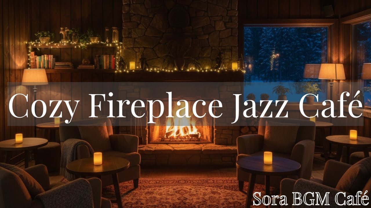 Warm Study Jazz | Fireplace Café for Calm Night Work ☕🔥