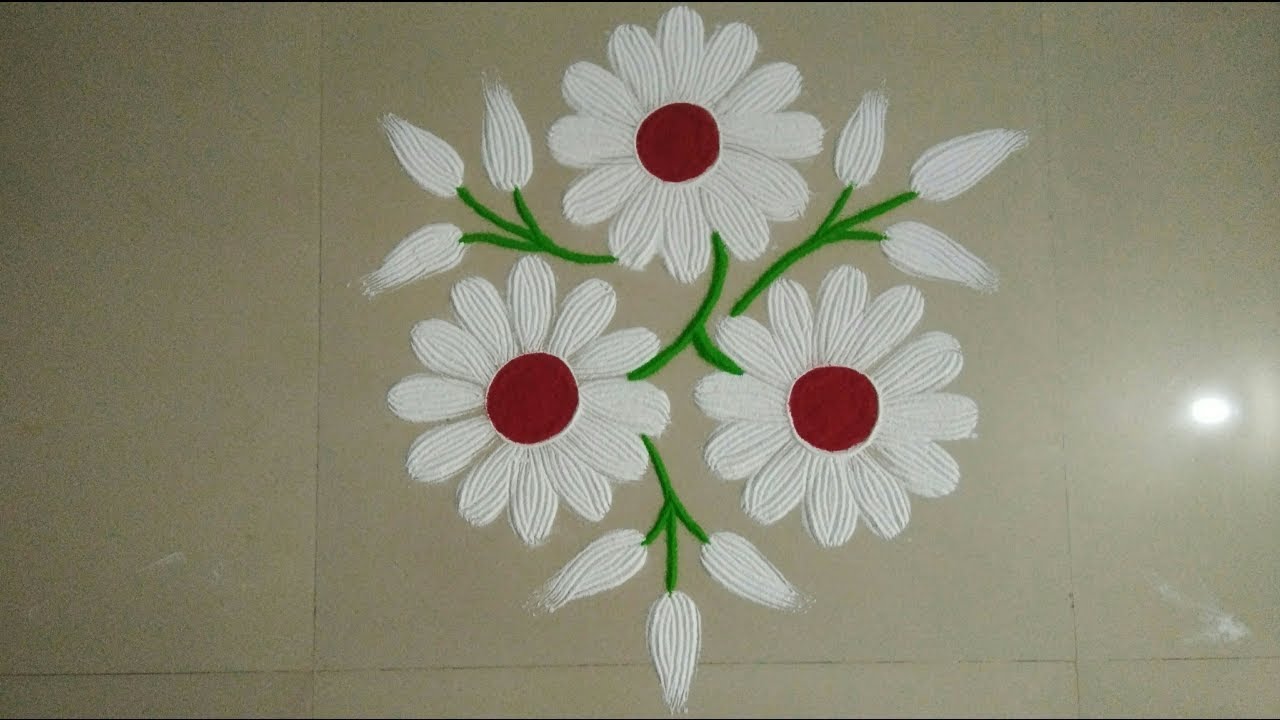 Easy flower rangoli ||Rangoli with a fork | Top Rangolis