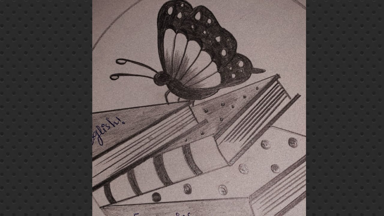 How to draw a butterfly 🦋 sit in the book 📖 sketch.....draw a butterfly 🦋 sketch step by step..