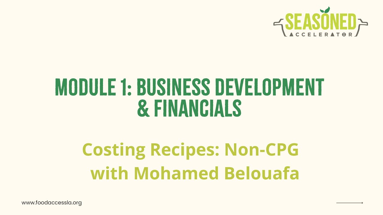 Costing Recipes: Non-CPG with Mohamed Belouafa