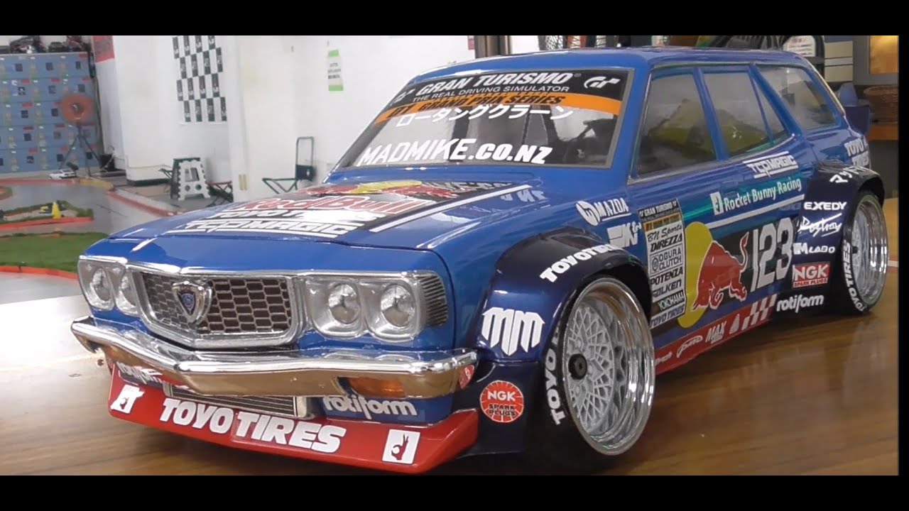 SさんのNEWBODY  アディクションMAZDA RX-3 WAGON Rocket Bunny＆走行動画RWD DRIFT RC