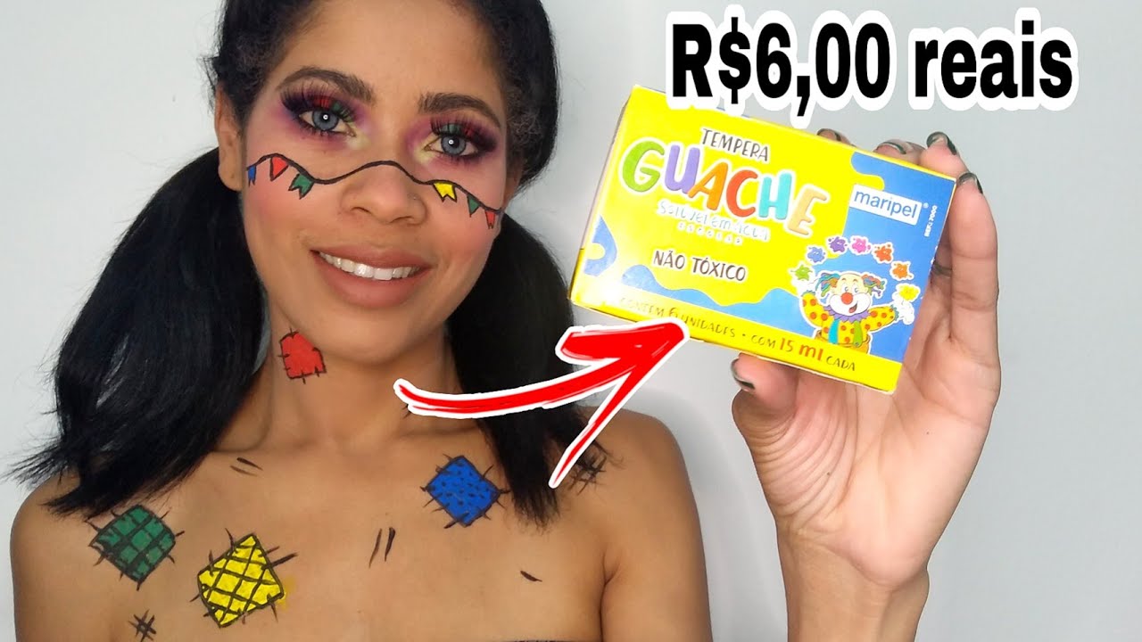Maquiagem artística com tinta GUACHE tema Festa Junina / Menina de Prata