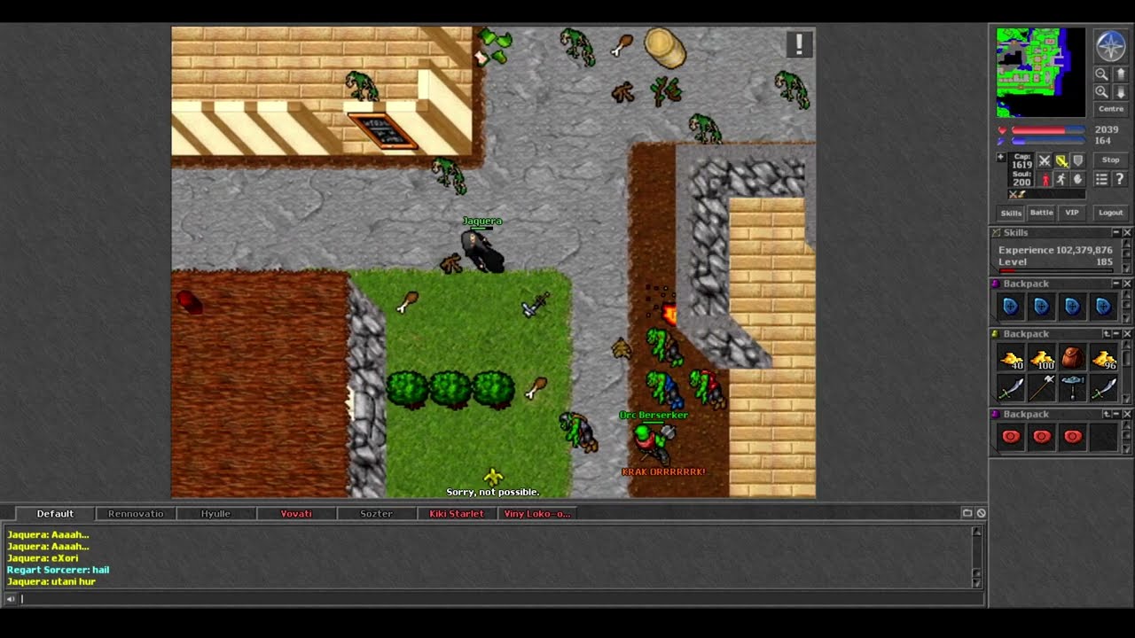 Old Tibia - EK 185 hunting on Orc Fortress - Jaquera (Chimera 2006 7.6)