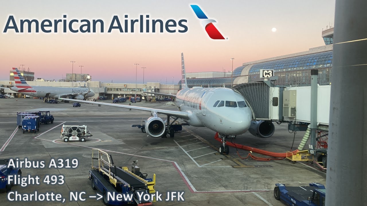 (HD/60) American Airlines flight 493 from Charlotte to New York Kennedy.