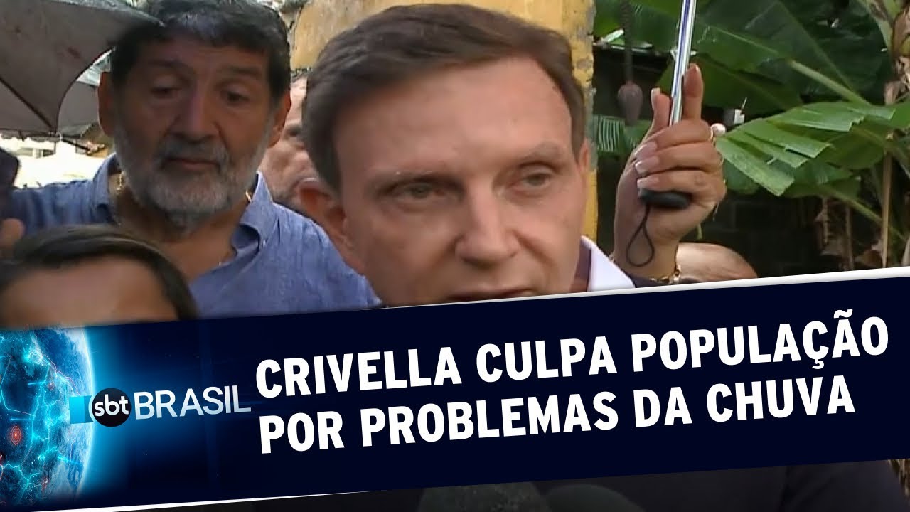 Crivella &eacute; atingido por barro ap&oacute;s culpar popula&ccedil;&atilde;o por problemas com chuva | SBT Brasil (02/03/20)