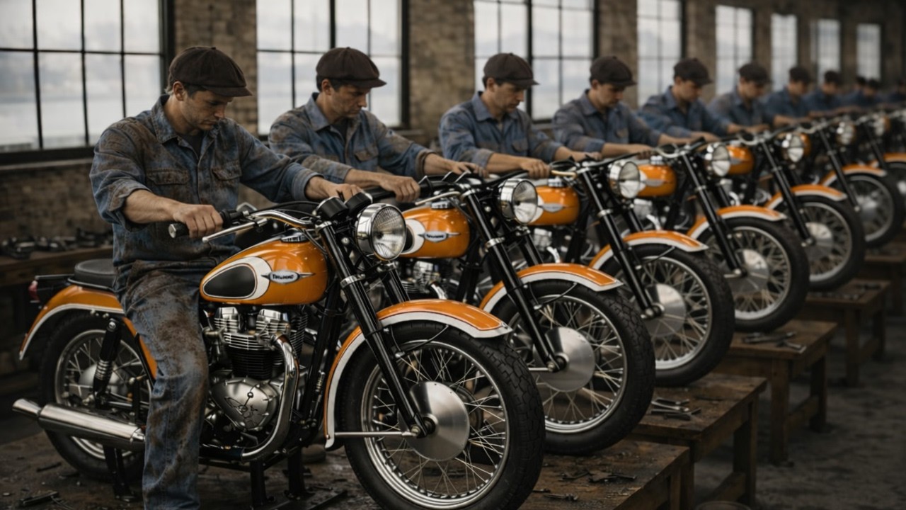 Inside the 1959 Triumph T120 Bonneville Factory : How Britain Built Motorcycle That Rule America